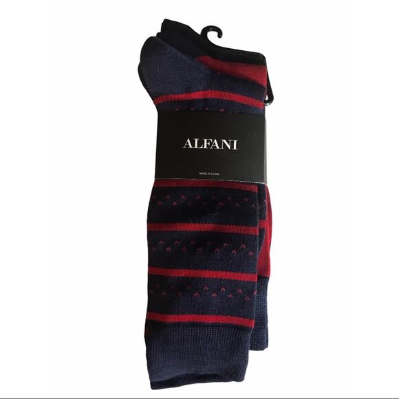 Alfani 4-pack Trouser Socks Navy Blue and Red - Picture 1 of 4